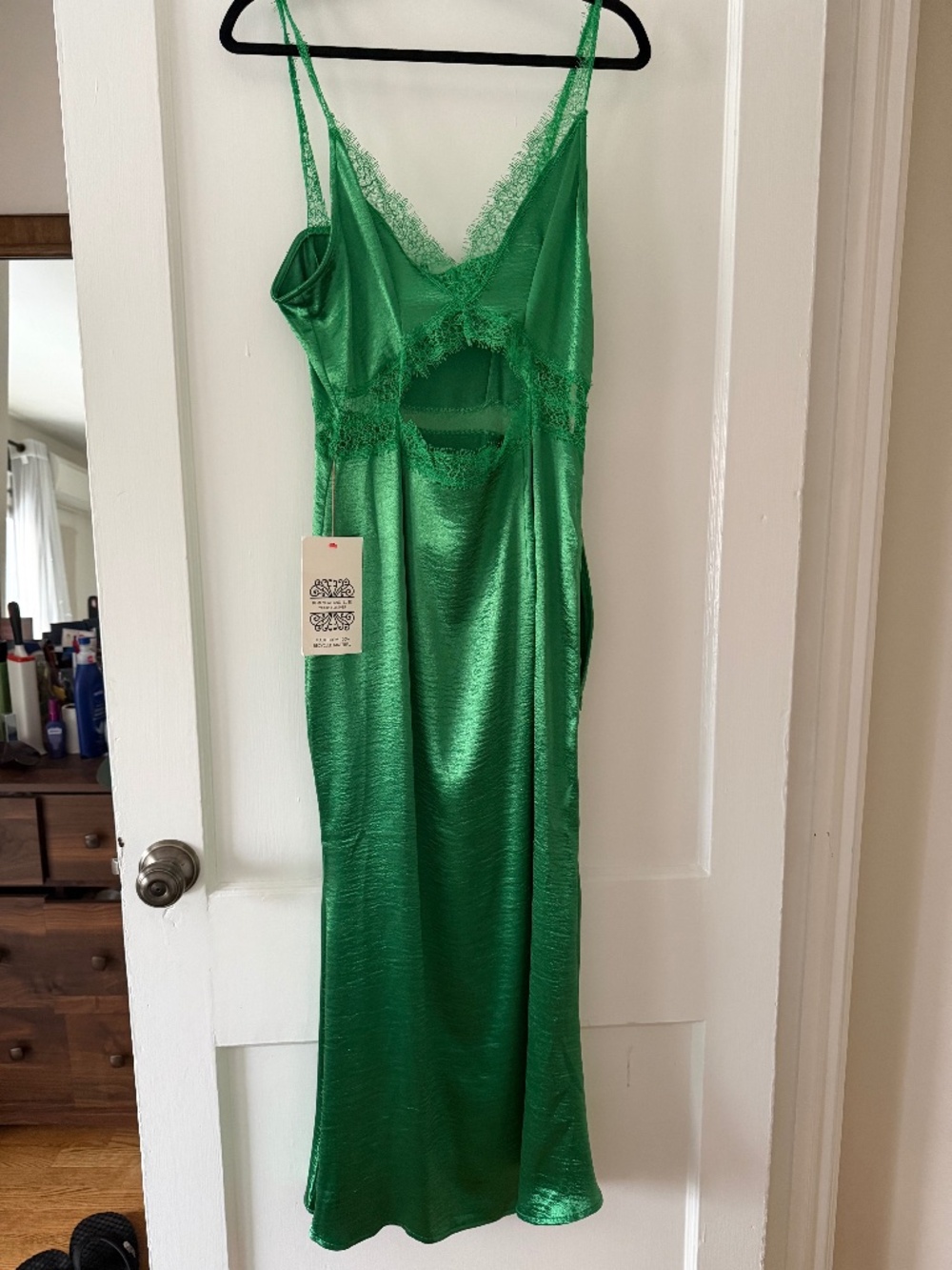 Never Fully Dressed Lace Cutout Dress in Emerald
